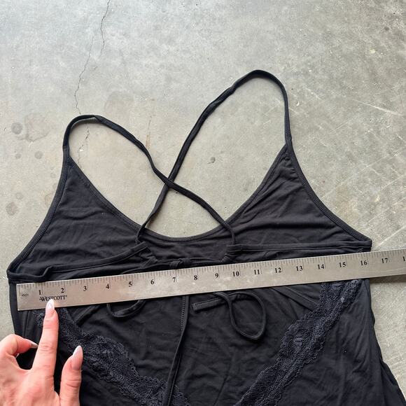 P'tula Lace-Trim Strappy Back Tank Top Women's Size Medium Black Sleepwear - Picture 10 of 12